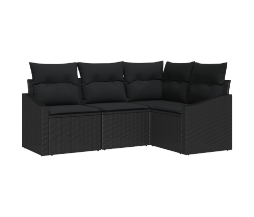 Conjunto de Sofá de Jardín  Conjunto de 4 Negro Ratán, Tela