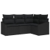 Conjunto de Sofá de Jardín  Conjunto de 4 Negro Ratán, Tela