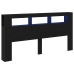 Cabecero de Almacenamiento  con Luces LED Roble Negro 200x18,5x103,5 cm