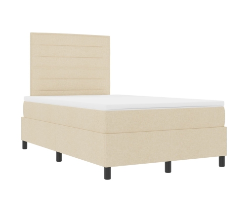 Cama con base de resortes  con colchón crema 120x200 cm Tela