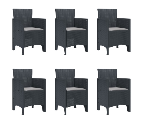 Juego de Comedor de Jardín de 7 Piezas con Cojines Anthracite Poliratán