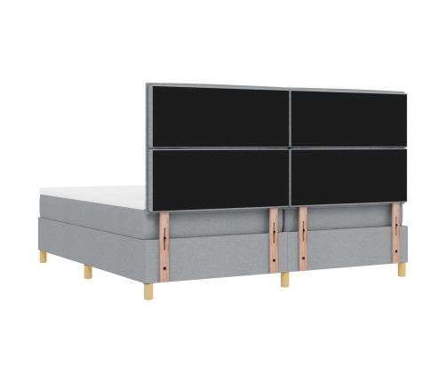 Cama Box Spring  con colchón y banco Gris Claro 200x200 cm Tela