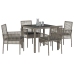 Conjunto de Comedor de Jardín de 5 Piezas con Cojines Gris de Poliratán