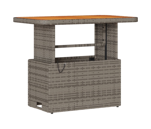 Conjunto de Comedor de Jardín de 3 Piezas con Cojines Gris en Poliratán y Acacia