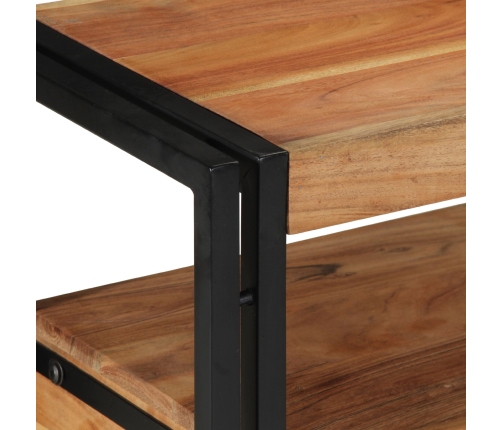 Mesas Auxiliares  Negras 120x33x75 cm de Madera Maciza de Acacia y Metal