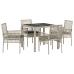 Set de Comedor de Jardín de 5 Piezas con Cojines Gris Claro de Poliratán