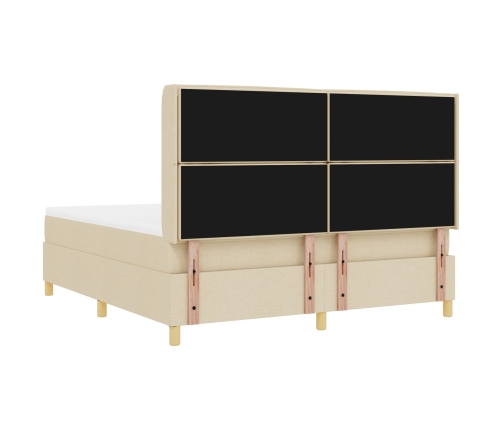 Cama Box Spring Crema con Colchón, 180x200 cm de Tela