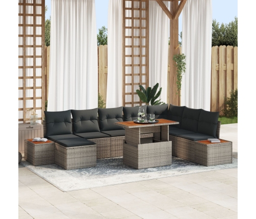 Set de Sofás Jardín  Conjunto de 9 Gris Ratán