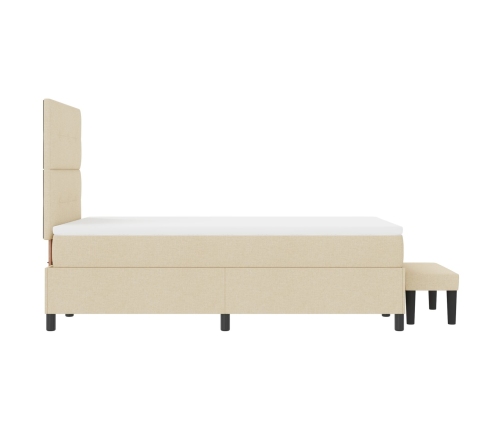 Cama Box Spring con Colchón y Banco Crema 120x200 cm Tela