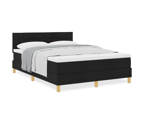 Cama Box Spring  con Colchón Negra 140x200 cm Tela