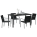 Juego de Comedor de Jardín de 5 Piezas con Cojines de Rattan Negro