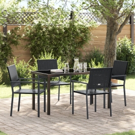 Set de 3 Negro Ratán PE y acero recubierto de polvo 54x62.5x89 cm