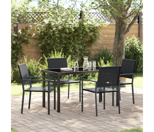 Set de 3 Negro Ratán PE y acero recubierto de polvo 54x62.5x89 cm