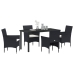 Conjunto de Comedor para Jardín de 5 Piezas  Negro Ratán Polimérico