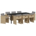 Set de comedor de jardín  de 9 piezas con cojines de poliratán beige