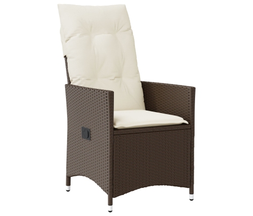 Set de Comedor Jardín de 3 Piezas con Cojines Marrón Poliratán