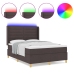 Cama con Somier y Colchón LED Marrón Oscuro 140x200 cm Tela