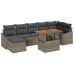 Conjunto de comedor de jardín de 8 piezas con cojines gris poliratán acacia
