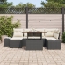 Conjunto de Comedor de Jardín de 7 Piezas con Cojines Negro Poliratán Acacia