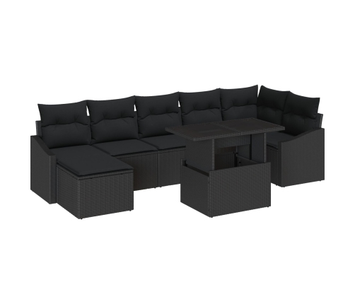 Conjunto de Sofás de Jardín Conjunto de 8 Negro