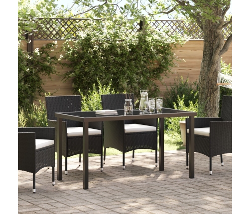 Mesa de Jardín  Negra 140x80x73 cm Vidrio Templado