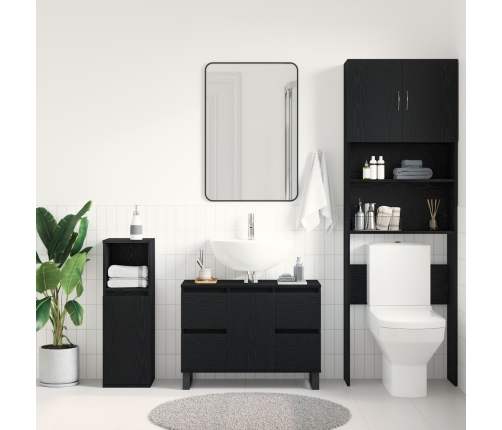 mueble de baño  lavabo negro roble 80x33x60 cm madera elaborada