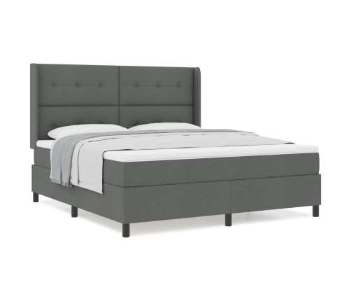 Cama con base caja  y colchón gris oscuro 180x200 cm tela