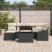 Conjunto de Comedor de Jardín de 7 Piezas con Cojines en Negro Poliratán Acacia