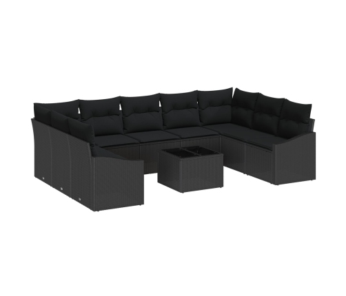 Set de Sofá de Jardín  de 10 piezas con cojines en color beige de ratán poliéster
