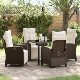 Set de comedor de jardín de 5 piezas  de ratán polimérico marrón