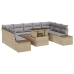 Juego de Sofá de Jardín Set de 10 Beige Ratán Sofá de Exterior