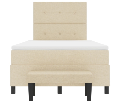 Cama Box Spring con Colchón y Banco Crema 120x200 cm Tela