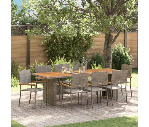Set de Comedor de Jardín de 9 Piezas  en Poliratán Gris
