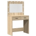 Conjunto de Mesa de Tocador de 2 Piezas con LED de Madera Elaborada en Roble Sonoma