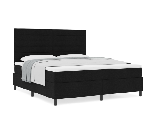 Cama Box Spring  con Colchón Negro Súper King Tela