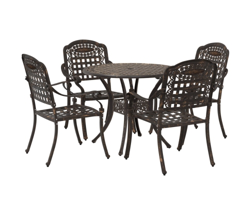 Juego de Comedor para Jardín de 5 Piezas de  en Aluminio Fundido Bronce