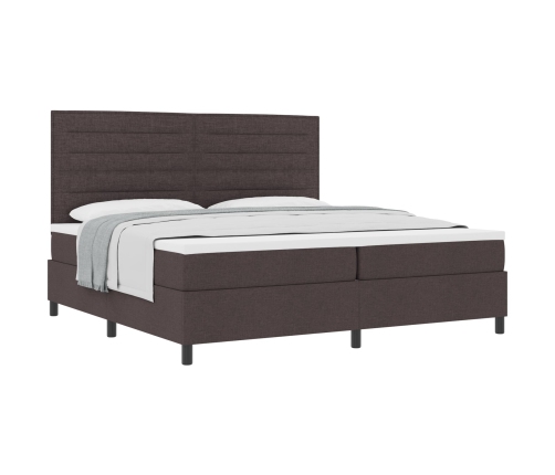 Cama con base acolchada  con colchón marrón oscuro 200x200 cm Tela