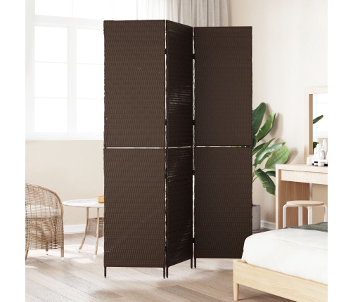 Divisor de habitación  3 paneles plegable marrón 146x180 cm ratán poliéster