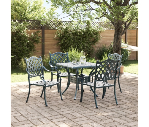 Conjunto de Comedor de Jardín de 5 Piezas  en Verde de Aluminio Fundido