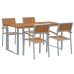 Conjunto de Comedor de Jardín  5 Piezas Tono Gris y Madera