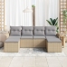 Set de sofá de jardín de 6 piezas con cojines color beige de ratán versátil