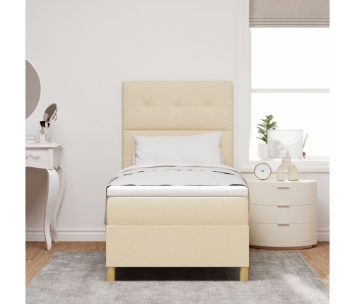 Cama Box Spring  con Colchón Crema 100x200 cm Tela