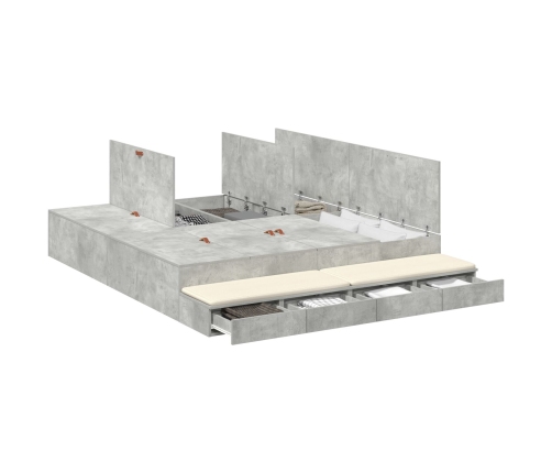 Cama con almacenamiento  Gris 200x200 cm