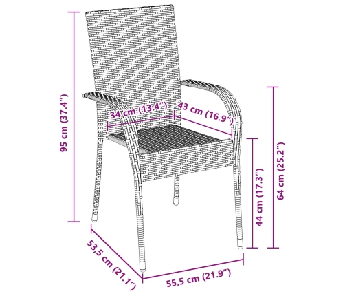 Juego de Comedor de Jardín de 7 Piezas Marrón Ratán PE
