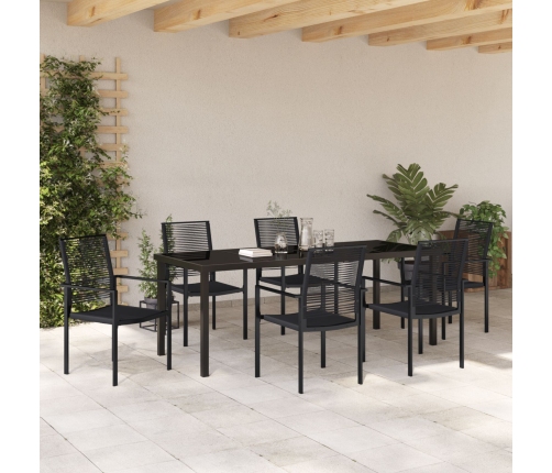 Juego de Comedor de Jardín de 7 Piezas  Negro Ratán de PVC