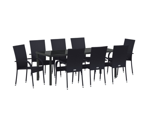 Conjunto de comedor de jardín de 5 piezas negro poliratán de