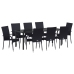 Conjunto de comedor de jardín de 5 piezas negro poliratán de