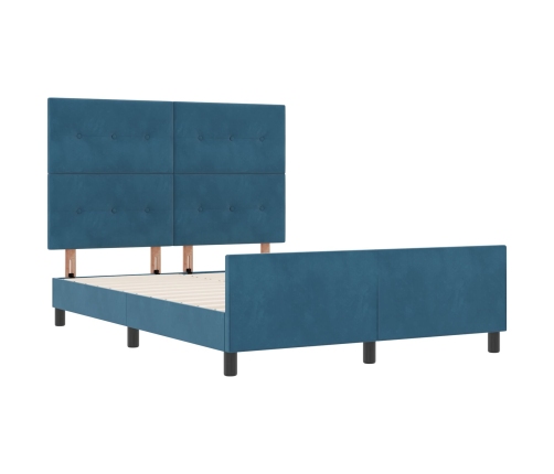 Estructura de Cama  Azul Oscuro 140x190 cm Terciopelo
