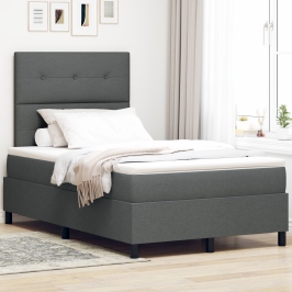 Cama con Somier con Colchón Gris Oscuro 120x200 cm Tela