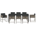 Conjunto de Comedor de Jardín de 9 Piezas con Cojines Gris Rattan PE